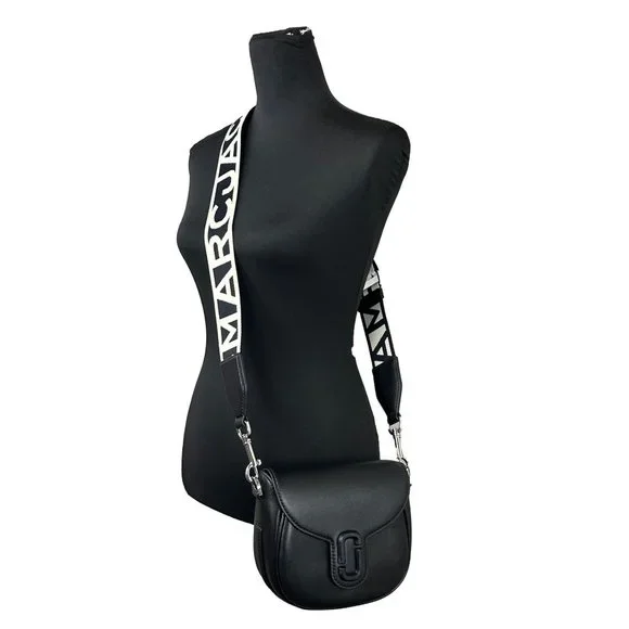 NEW W/ DUSTABG Marc Jacobs The Covered J Marc Saddle Bag Crossbody Black Leather - Picture 6 of 9